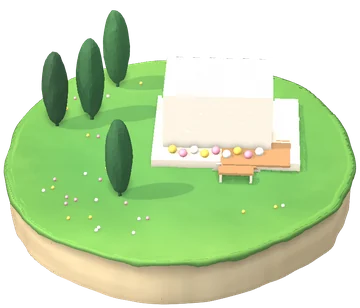 The same island with white cabin walls